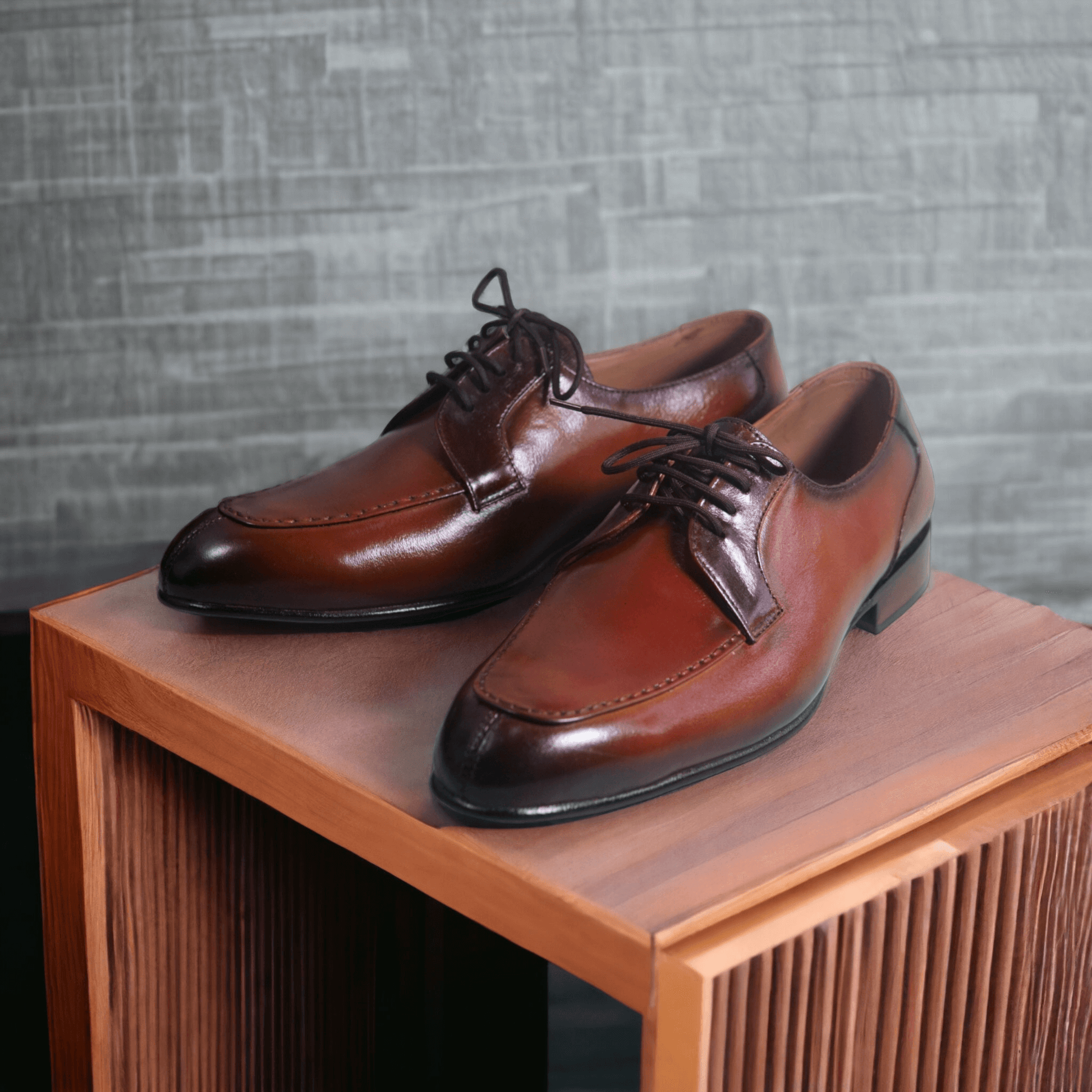 These finely crafted, handmade leather shoes bring elegant style and comfort to your everyday look. They are made from premium quality leather to provide unparalleled durability and long-lasting wear. With their luxurious stitch detailing and exquisite craftsmanship, the shoes promise a level of prestige and sophistication that will elevate any outfit.

PRODUCT FEATURES

● Upper: 100% Original Leather
● Sole: 100% Original  Leather Sole
● Lining: Anti-bacterial  Leather lining 
● Warranty: 3-Month Repair Wa