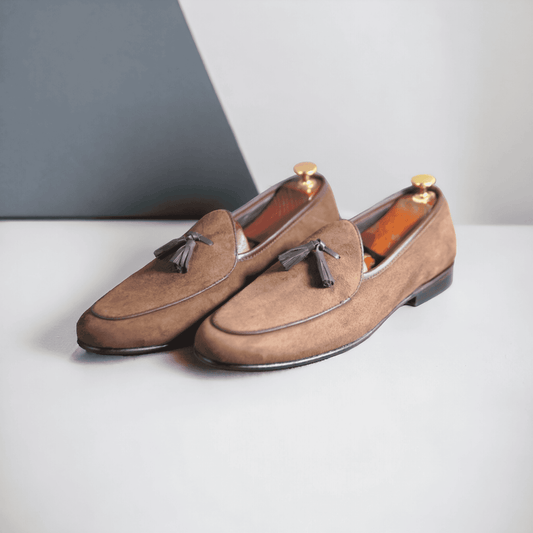 Introducing "Meraki," a testament to artisanal excellence in footwear. Our handmade leather shoes are crafted with precision and care, using the finest quality premium suede leather. Immerse yourself in the luxury of comfort and style, where each pair reflects the dedication and passion of skilled artisans. Elevate your fashion statement with "Meraki" – a synthesis of craftsmanship and premium materials, designed to complement your unique stride.