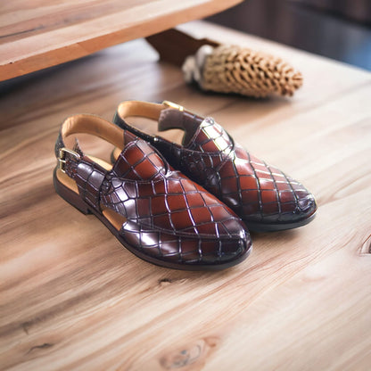 Introducing our handmade leather chappals, meticulously crafted for those who appreciate quality and style. Each pair is skillfully crafted by experienced artisans, ensuring durability and a unique touch. Made from genuine leather, these chappals promise both comfort and a timeless aesthetic. Elevate your footwear collection with the authenticity and craftsmanship of our handmade leather chappals.