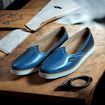 Step into comfort and style with our Azure Elegance Handmade Leather Moccasins. Crafted from the finest quality leather, each pair is meticulously designed by skilled artisans to ensure durability and elegance. The rich blue hue adds a unique touch, making them perfect for both casual outings and special occasions. Featuring a soft, cushioned insole and flexible outsole, these moccasins provide all-day comfort without sacrificing style. 