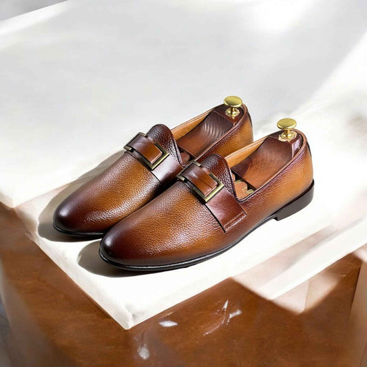 Mustard moccasin handmade leather shoes – premium all-leather slip-on casual loafers with soft sole and timeless craftsmanship for men